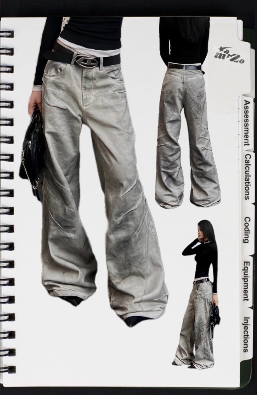 𝗠𝗔𝗥𝗭𝗢 抓痕髒染落地褲