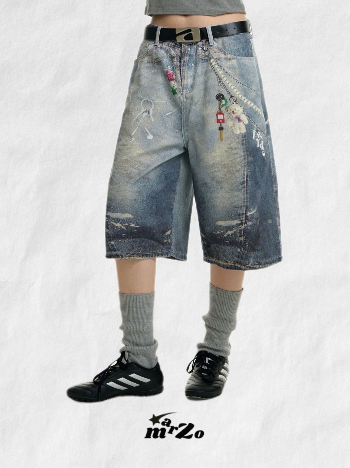 𝗠𝗔𝗥𝗭𝗢 滿印掛飾七分褲