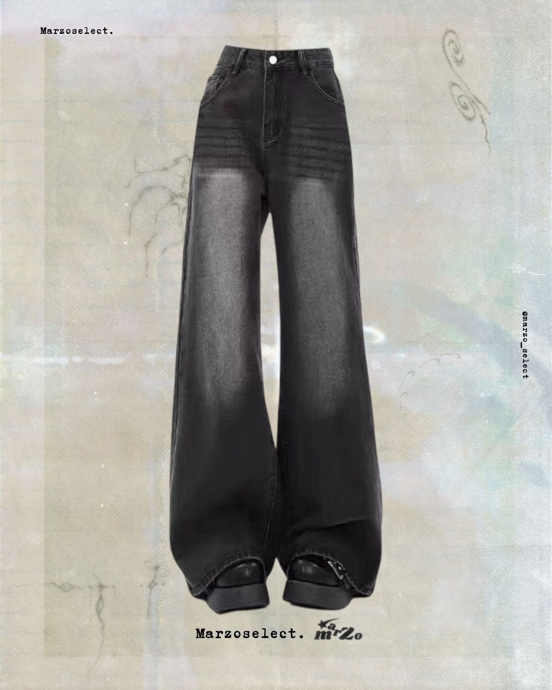 𝗠𝗔𝗥𝗭𝗢 「每單必帶款」🌷水洗黑高腰直筒褲