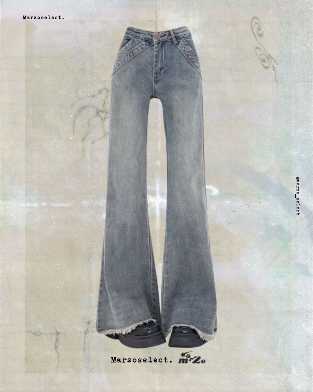 𝗠𝗔𝗥𝗭𝗢 🌷懷舊微喇叭褲（偏深藍）