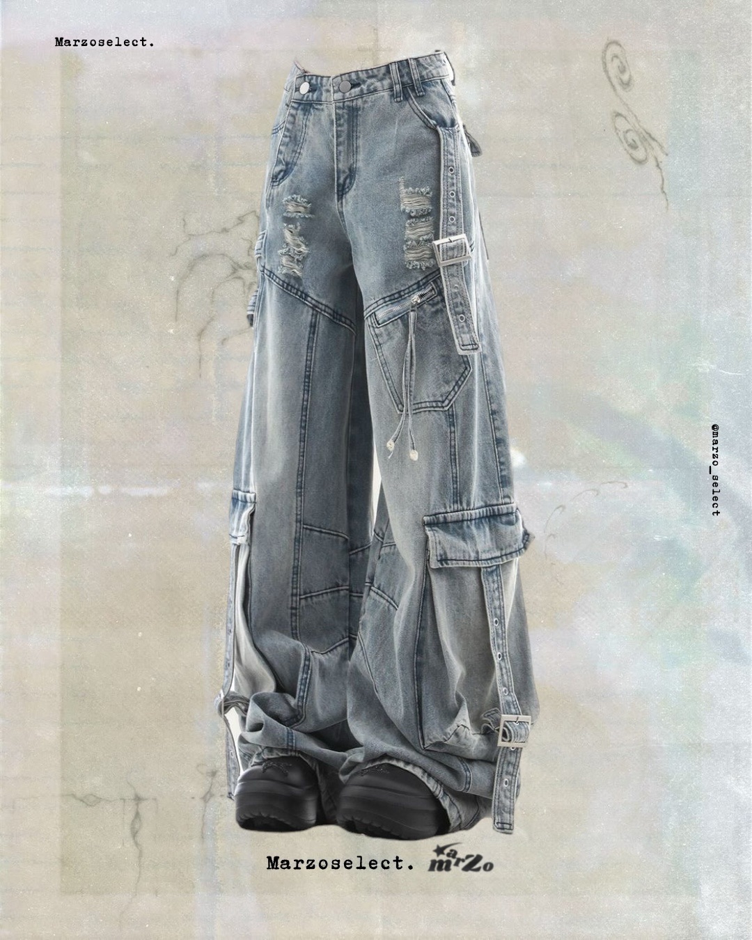 𝗠𝗔𝗥𝗭𝗢 藍款工裝多口袋褲