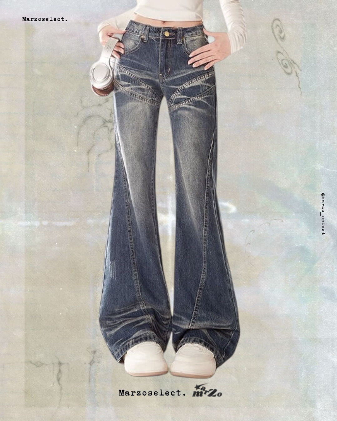 𝗠𝗔𝗥𝗭𝗢 深藍的微喇叭褲