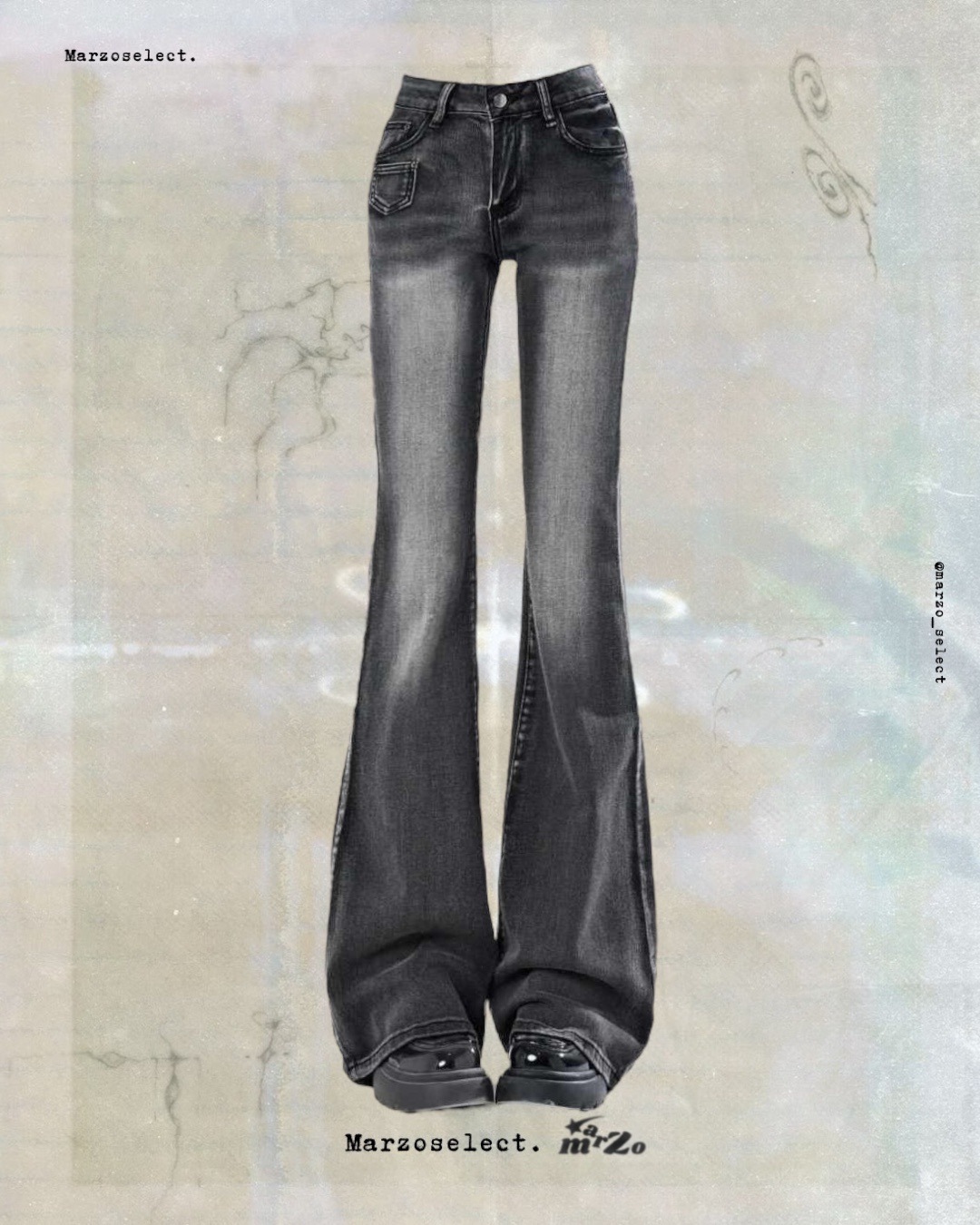 𝗠𝗔𝗥𝗭𝗢 黑色顯瘦喇叭褲