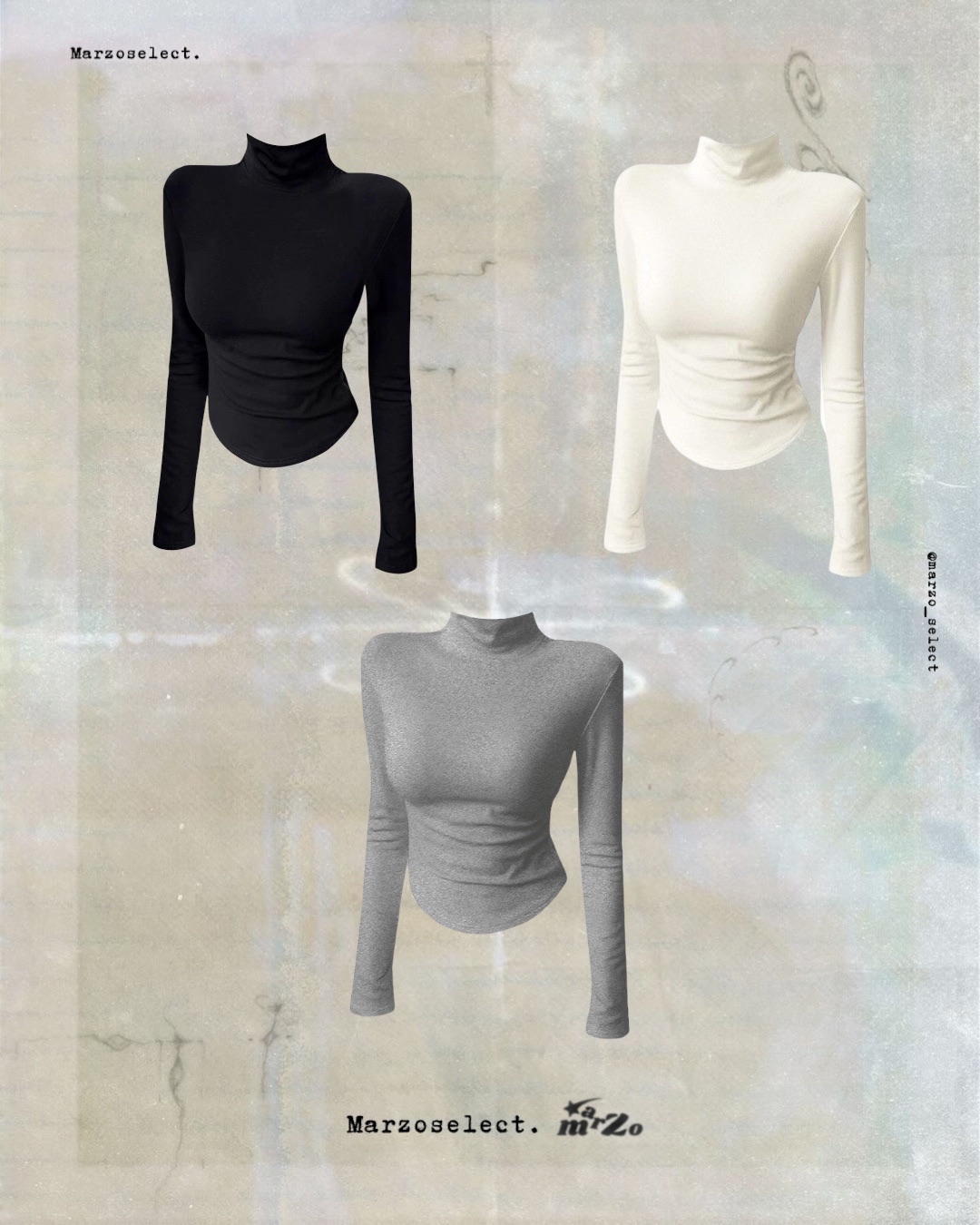 𝗠𝗔𝗥𝗭𝗢 磨毛半高領收腰上衣 這就是妳衣櫃少的百搭款😻