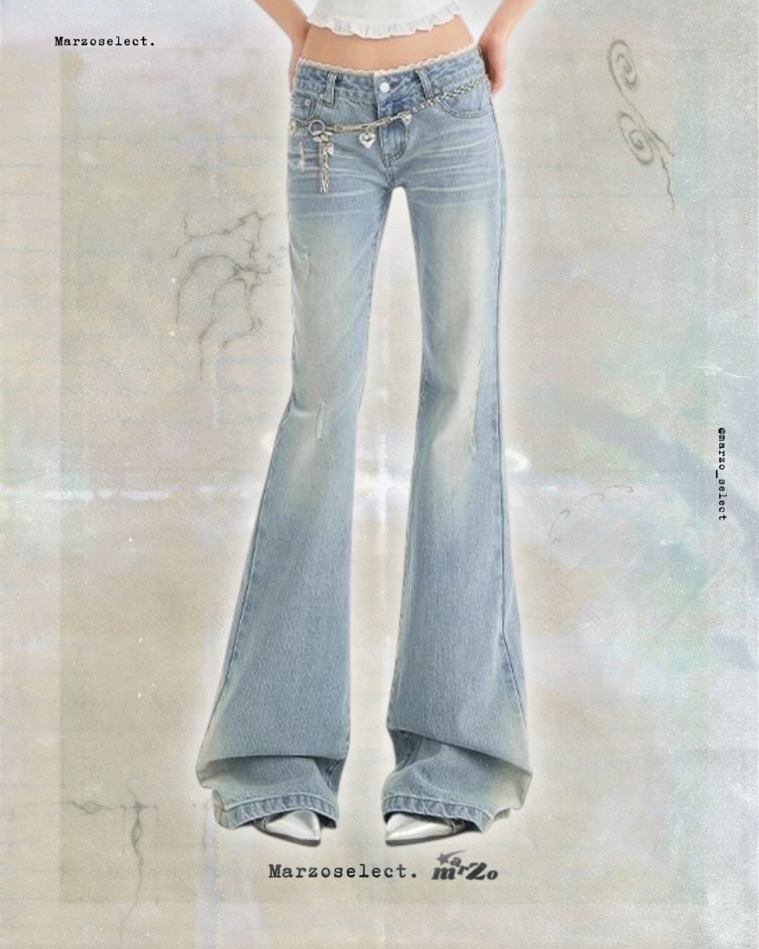 𝗠𝗔𝗥𝗭𝗢 🌷蕾絲低腰喇叭褲