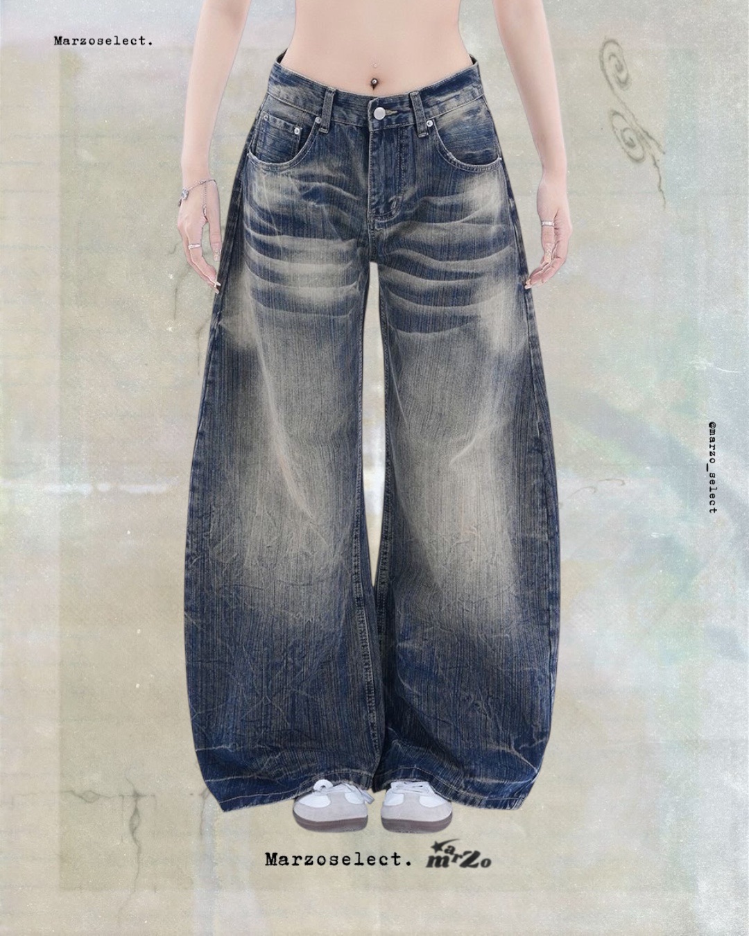𝗠𝗔𝗥𝗭𝗢 🌷牛仔手刷染設計寬褲
