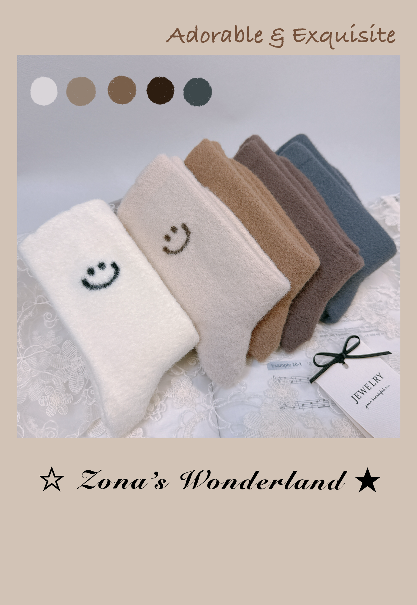 ☆Zona‘s★駝絨材質～韓系微笑保暖厚襪襪