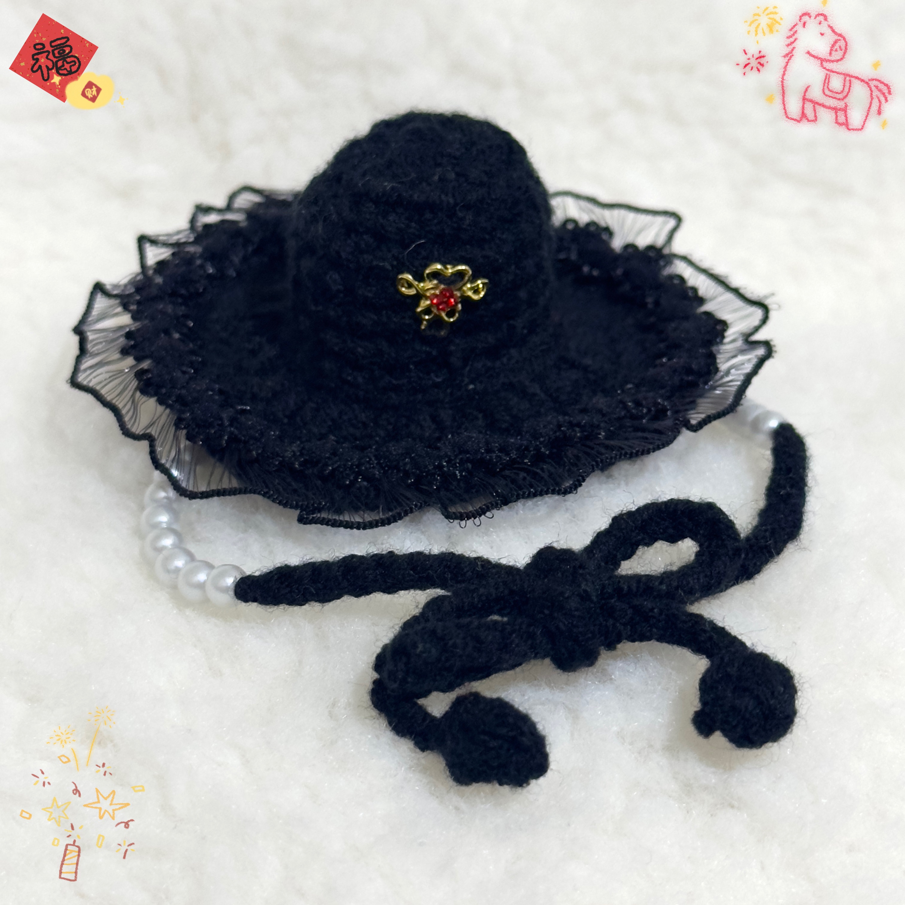 10cm娃專用 古風薄紗黑笠🪭🎩