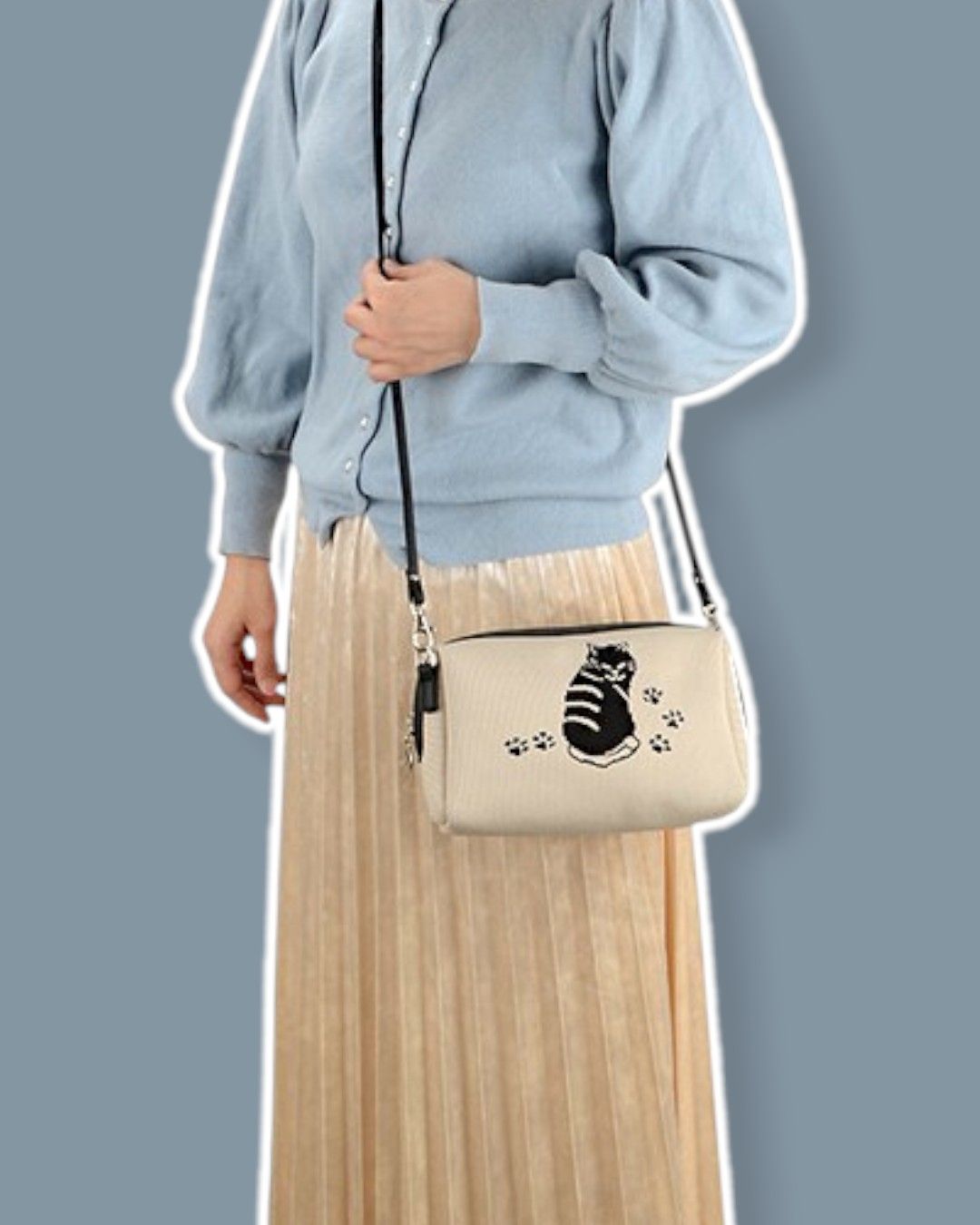 輕便貓咪針織兩用包