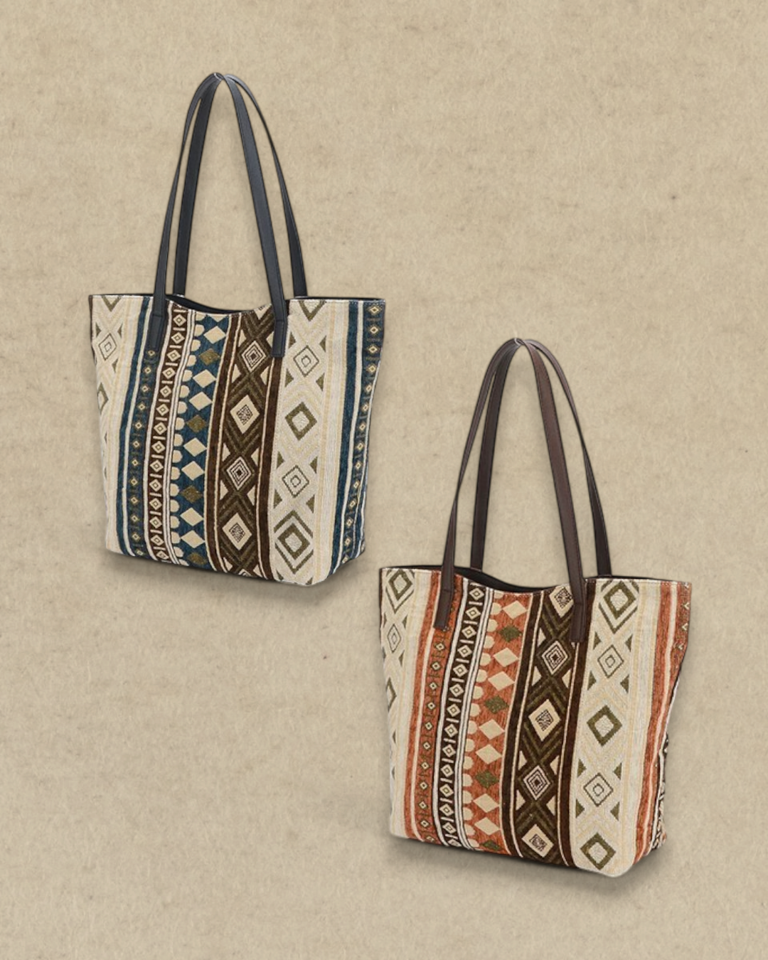 輕便大容量部落圖案針織托特包