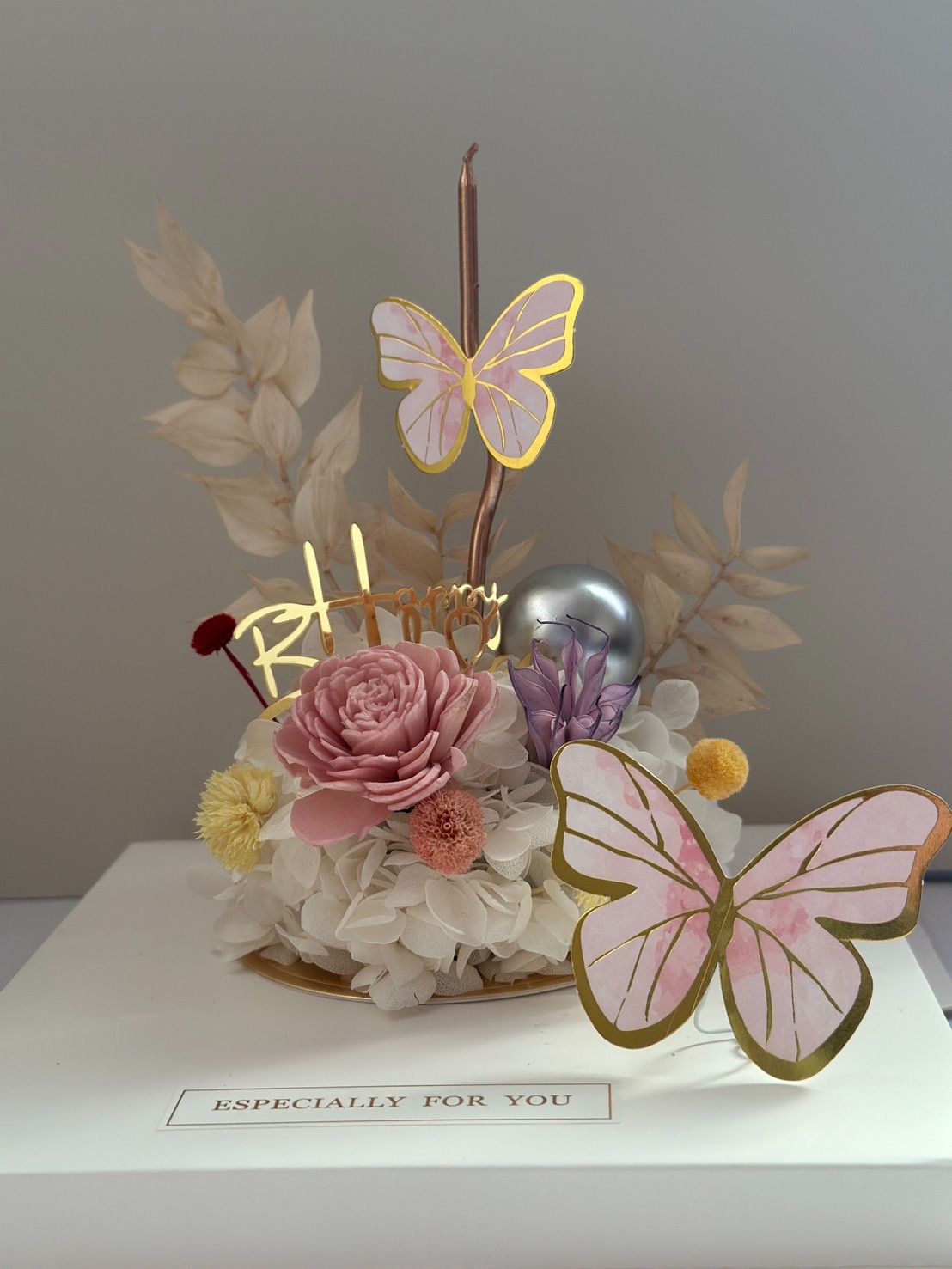 [藝綺花房] 仙氣飄飄生日蛋糕花  永生花乾燥花禮物 生日禮物