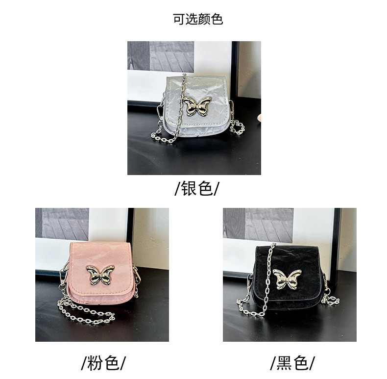 韓版蝴蝶裝飾鏈條斜背迷你包