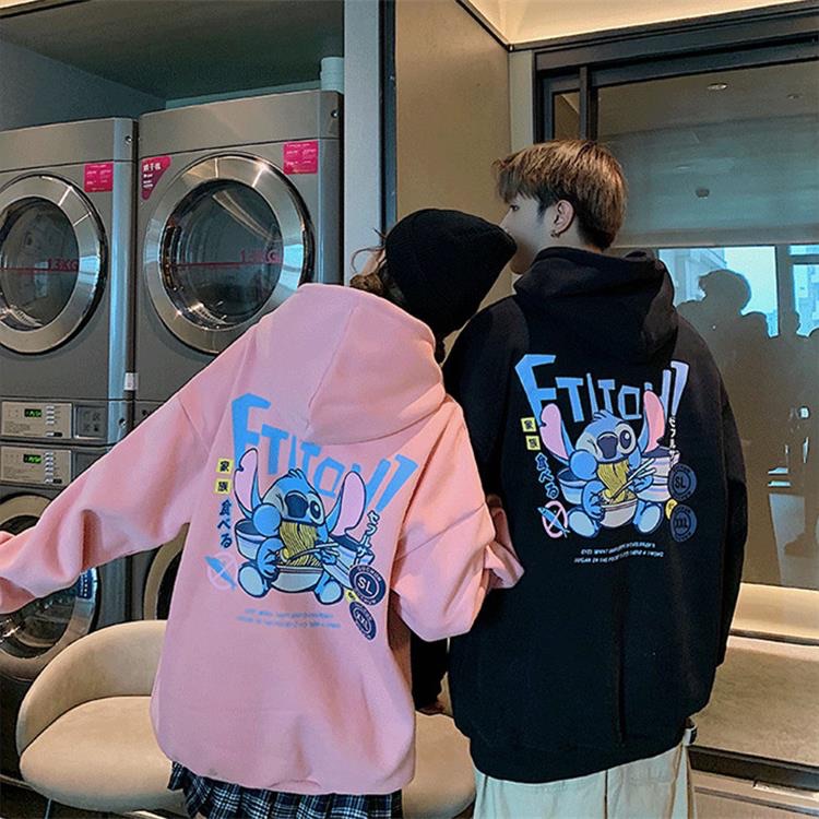 大碼加絨卡通印花帽T