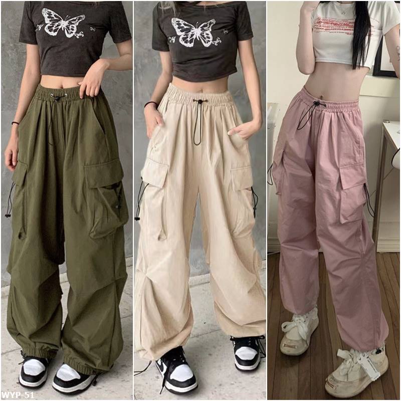 韓版休閒直筒闊腿工裝束腳褲
