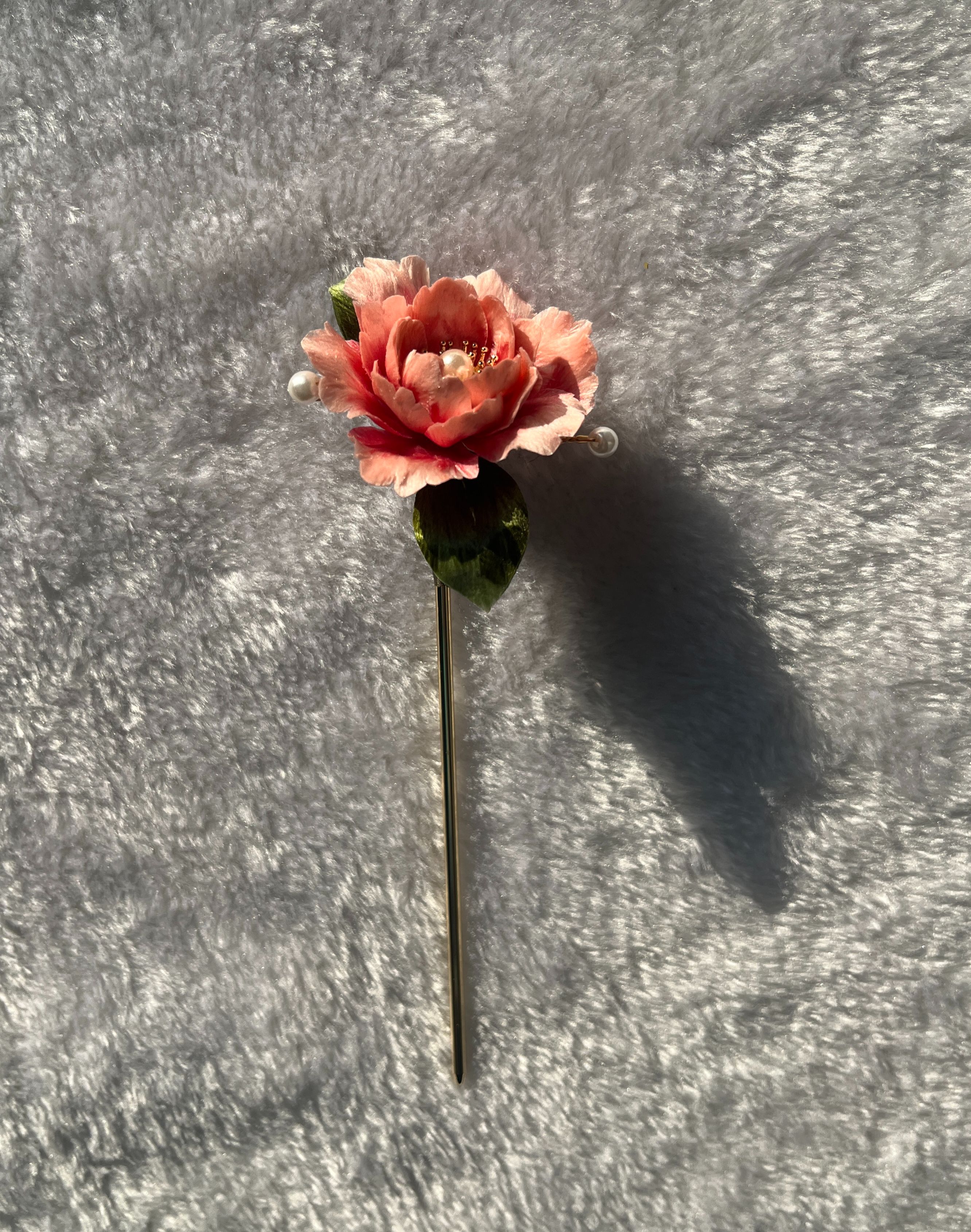 現貨 粉色小牡丹 髮簪