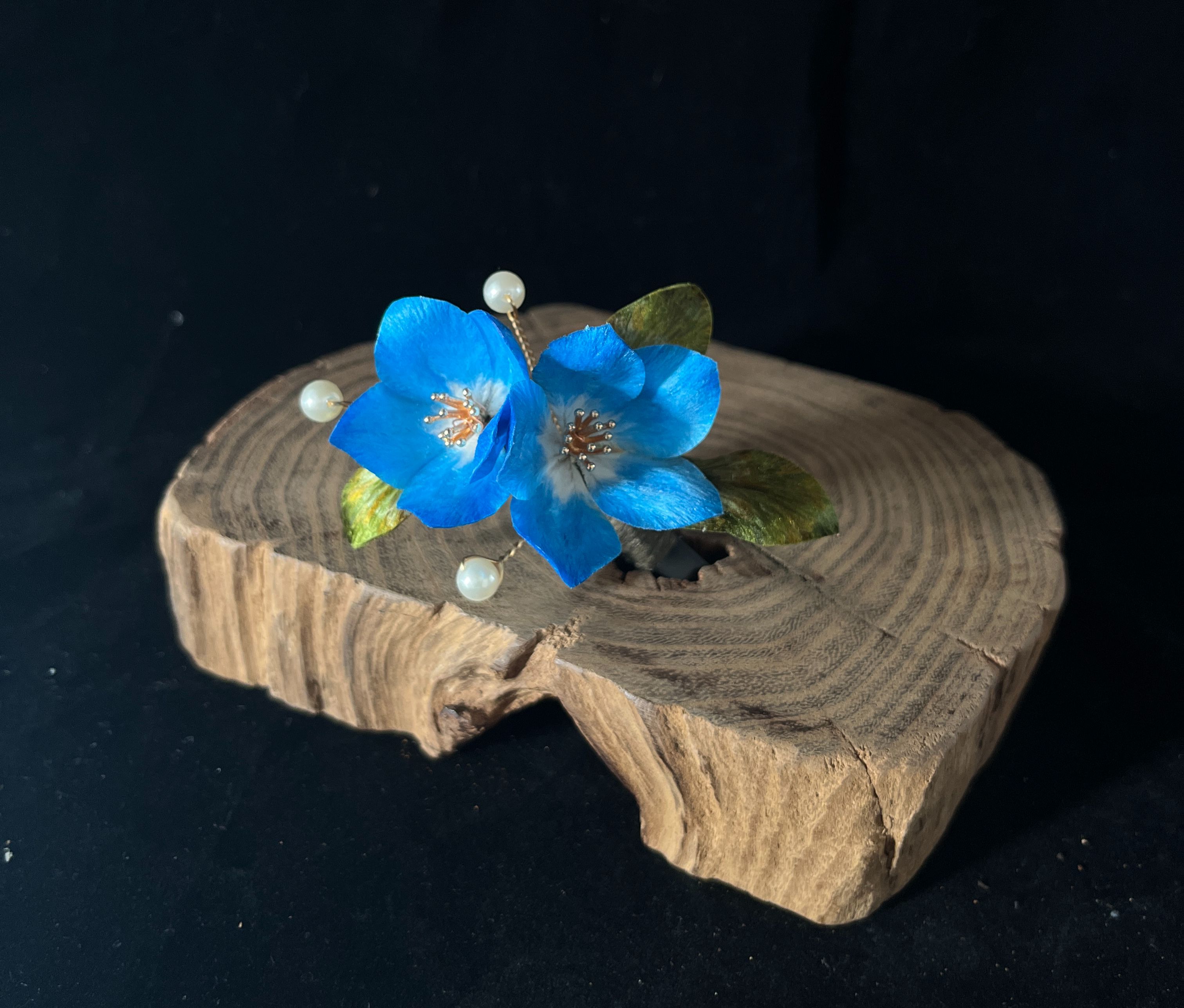 現貨 藍星花 髮夾