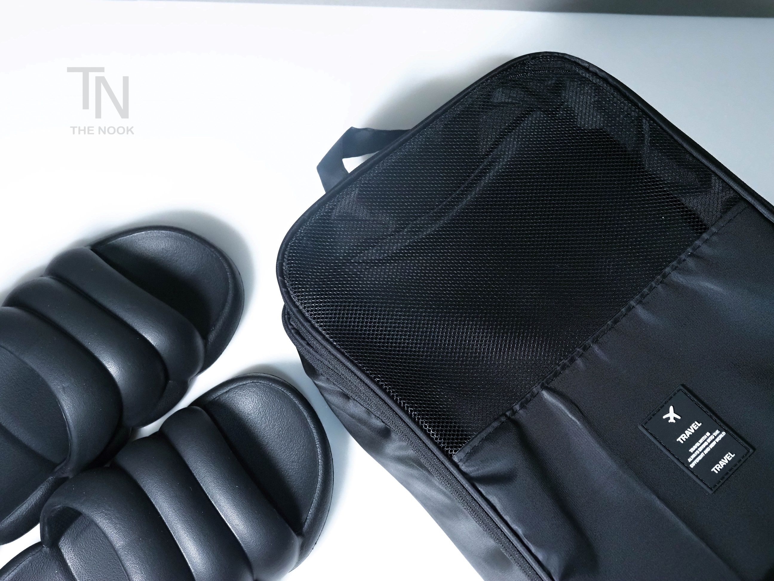 THE NOOK | 黑色 雙層鞋子收納袋 手提旅行袋 外出旅行鞋袋 運動鞋袋 鞋子收納袋 [台灣現貨]