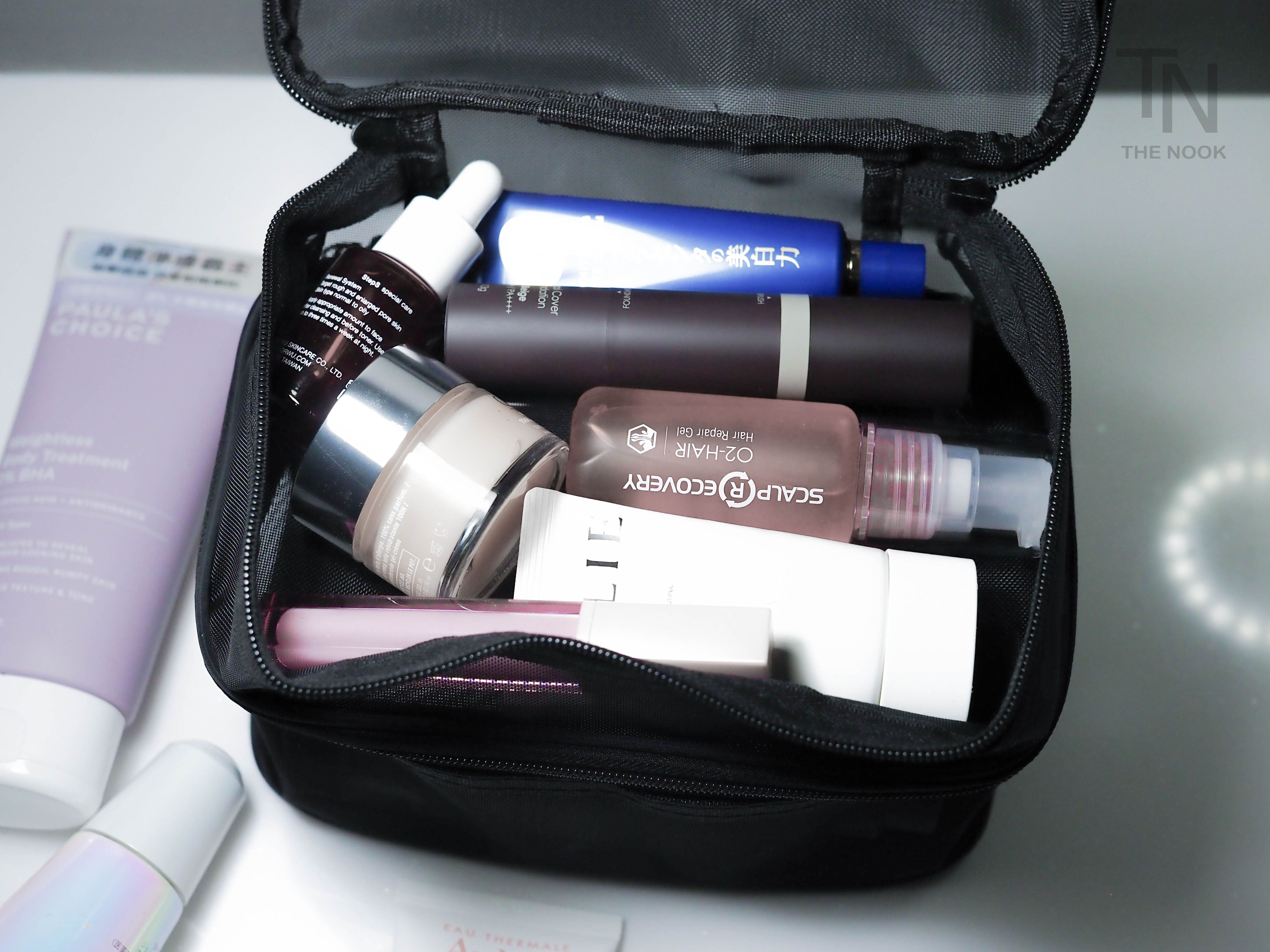 [THE NOOK]  | 大容量手提網紗雙層化妝包 出國盥洗包 透明化妝包[台灣現貨]