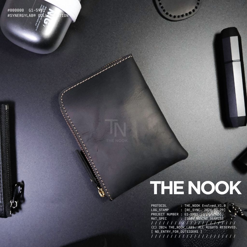 THE NOOK｜G1-5981牛皮特殊夾層錢包 L型拉鍊零錢包 多卡位卡片包 超薄短夾 零錢包 卡片包 [台灣現貨]