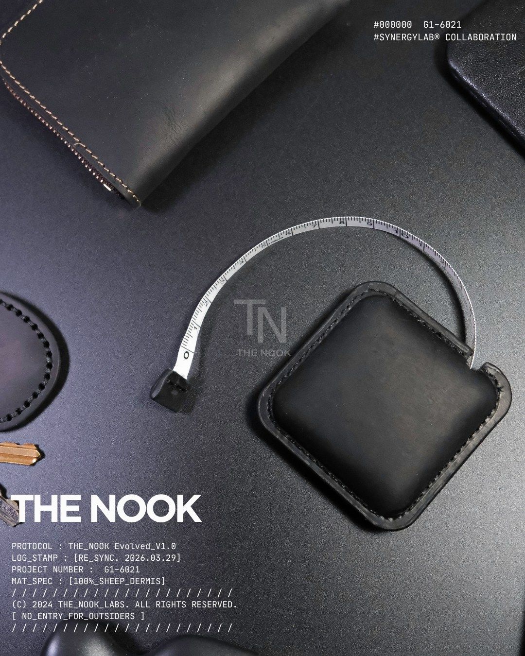 THE NOOK｜G1-6021牛皮1.5米方形捲尺 隨身迷你尺 自動縮回量衣尺 手工皮革捲尺 設計師必備 [台灣現貨]