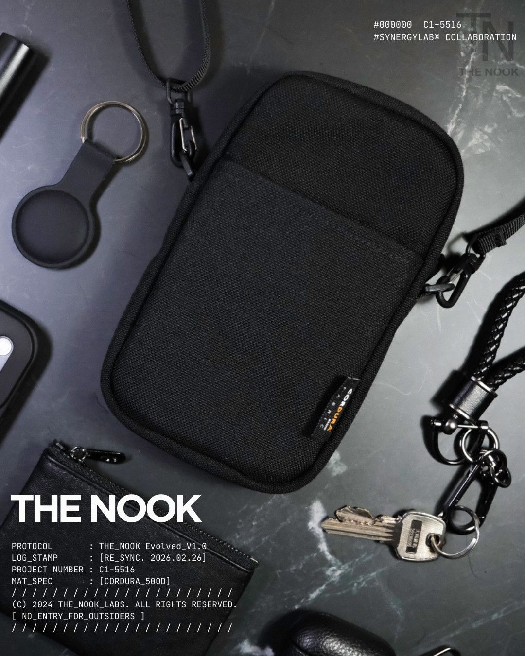[THE NOOK] | CORDURA手機包 500D防水尼龍 隨身小包 斜背小包 極簡黑系小包 [台灣現貨]