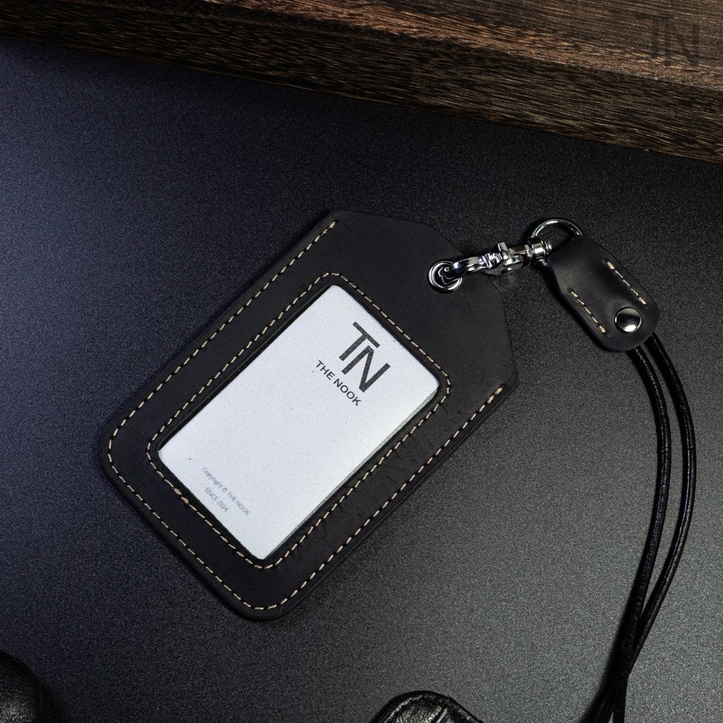【THE NOOK】真皮證件套[附掛繩] 牛皮識別證套 瘋馬皮工作證 掛脖證件夾 悠遊卡套 門禁卡套 [台灣現貨]