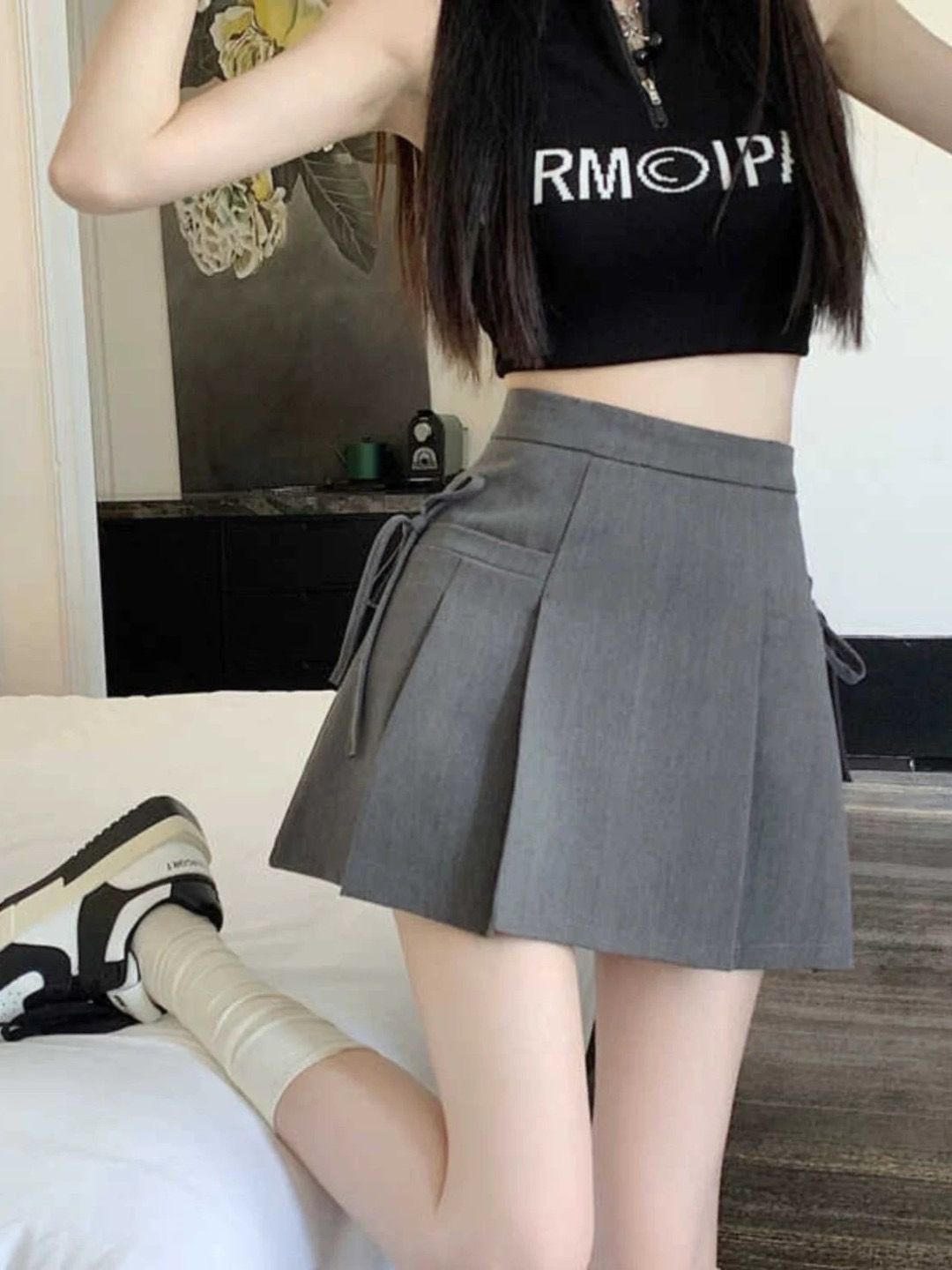 市集超熱銷! 側綁帶百褶裙