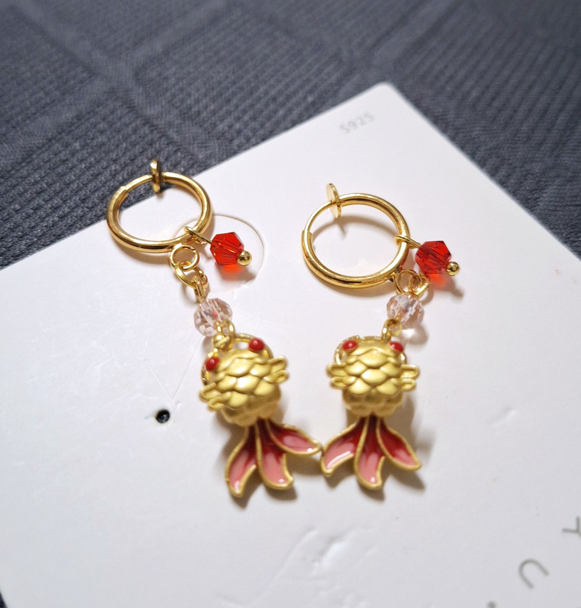 無盡夏ForeverSummer手作坊 孤品設計 金玉蓮塘耳夾