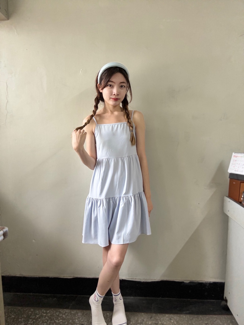 可愛細肩蛋糕短洋裝