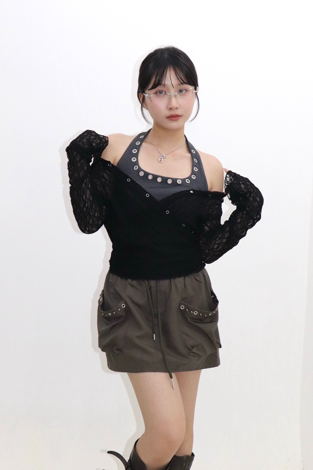 （推薦❤️‍🔥!!!）韓系蕾絲連帽兩穿設計上衣