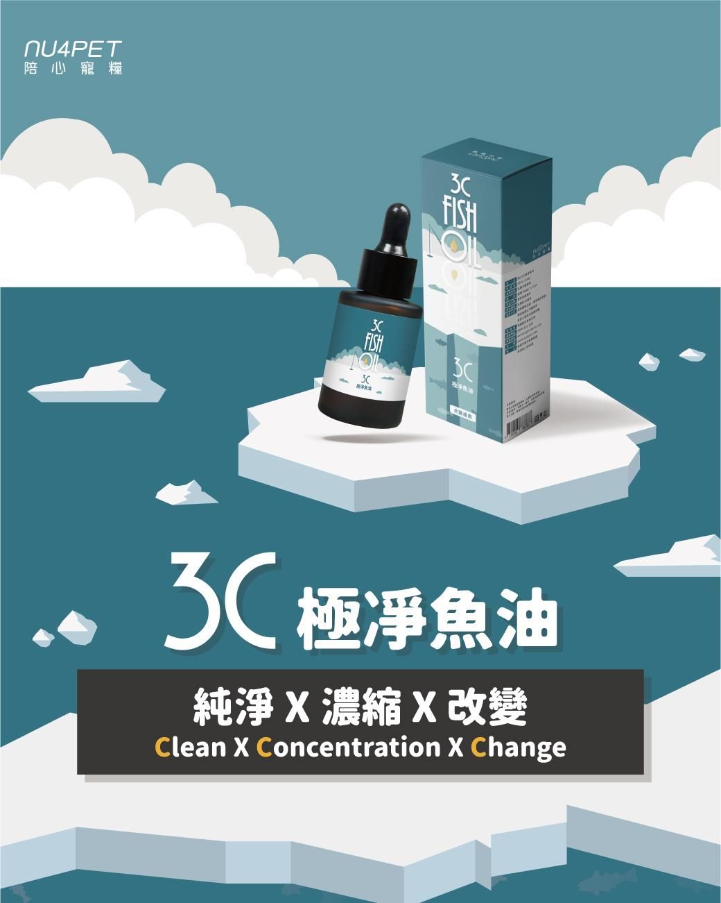 寵愛呷 【nu4PET 陪心寵糧】陪心機能PLUS | 3C極淨魚油 （30ml）