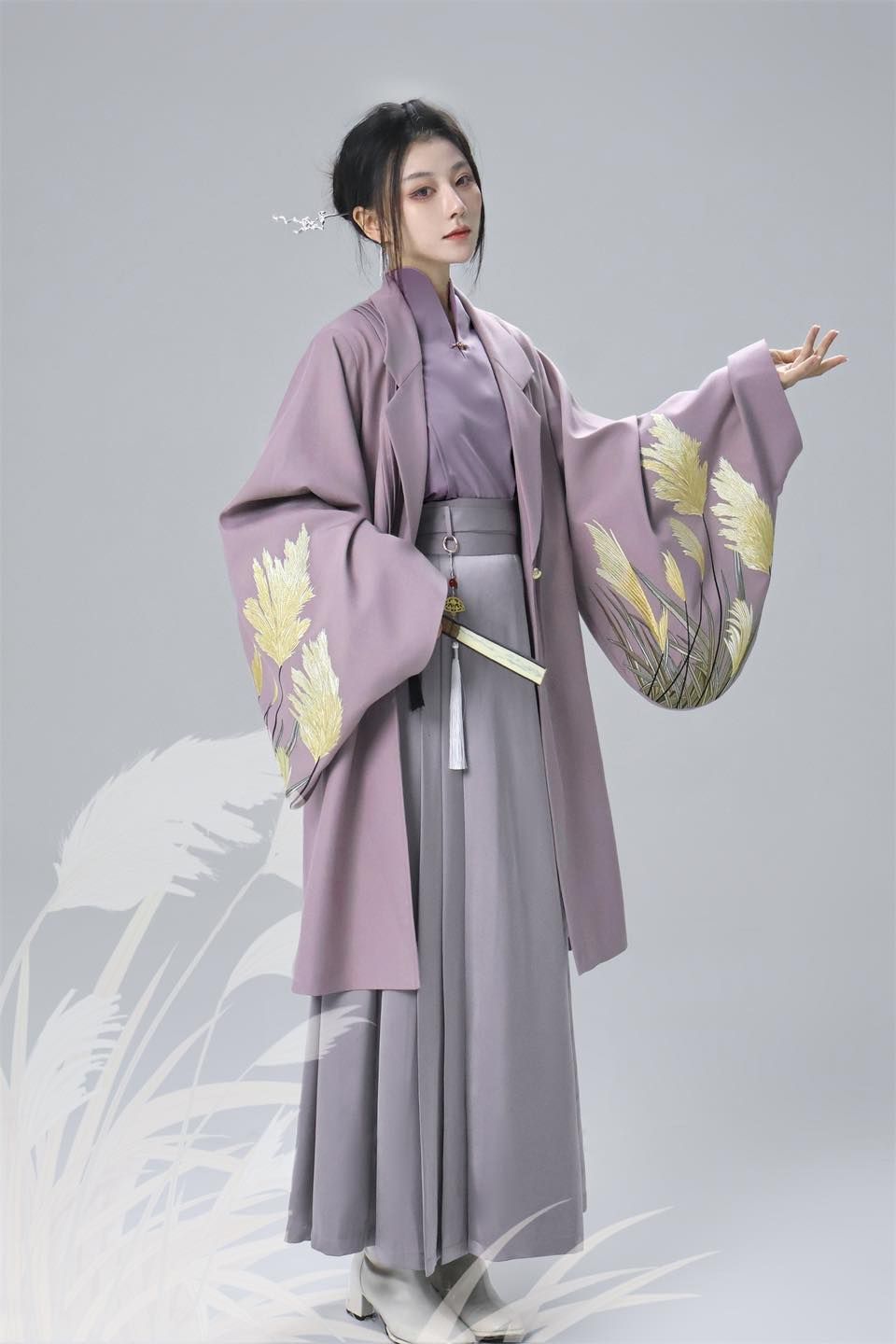【代購】蒼海 蘆葦重工刺繡流蘇吊墜西裝領寬袖長款外套/翻領長袖新中式外套/男女通用中式改良式風衣 中國風/多色