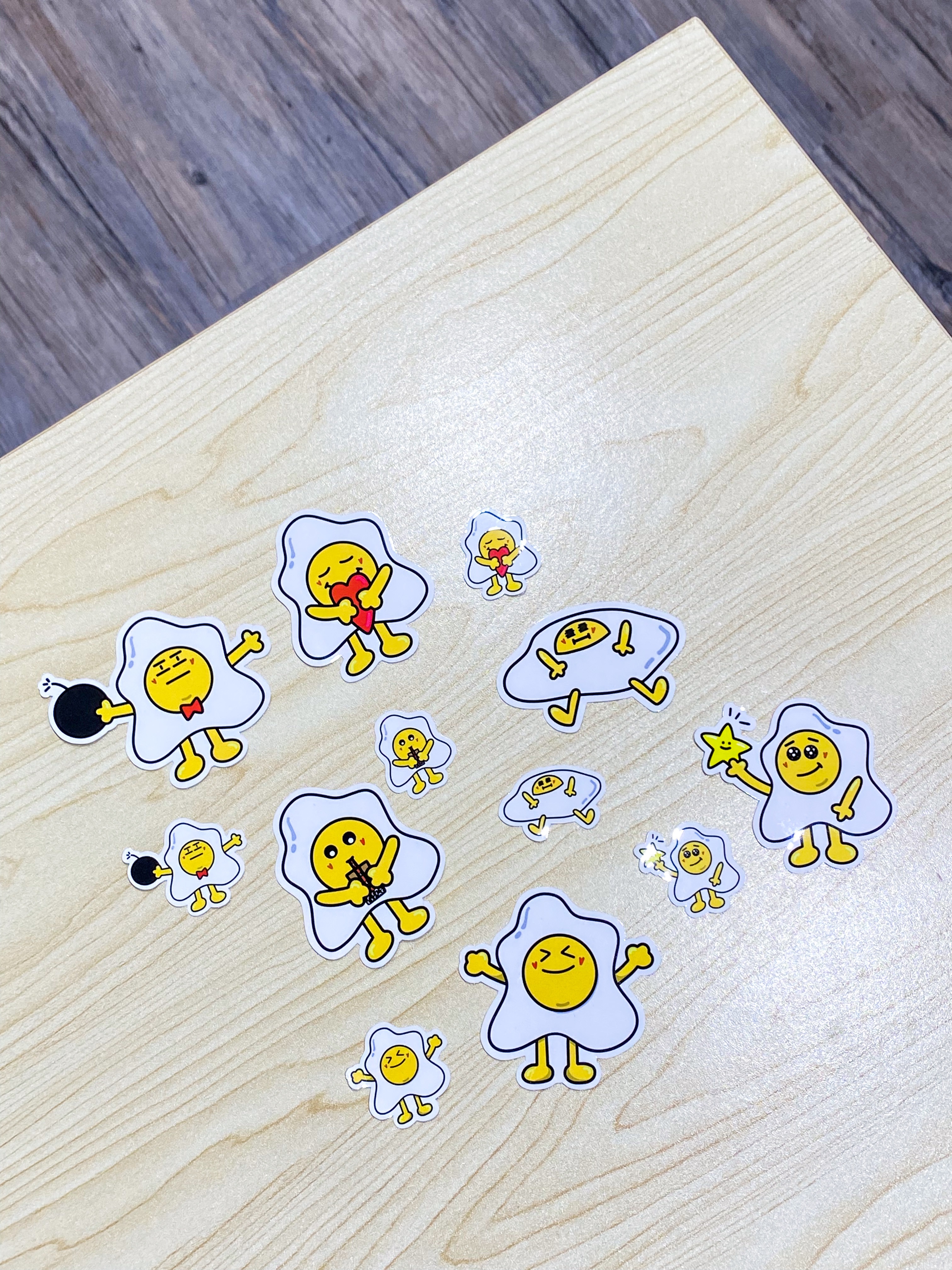 快樂蛋蛋系列白底防水貼紙