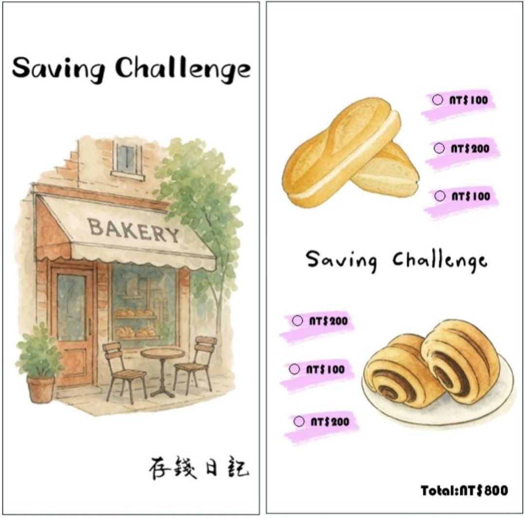 Bakery Saving Challenge 存錢袋~A6打洞