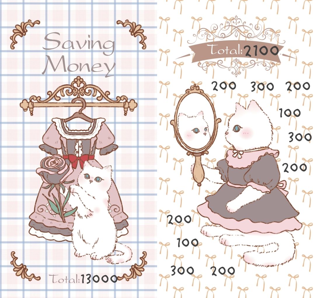 ✨優雅貓咪手繪存錢袋✨存滿13000