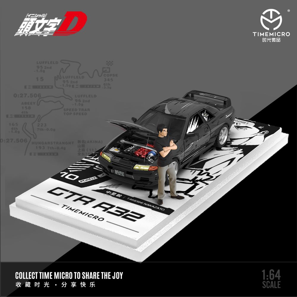 TimeMicro 1/64 尼桑 GTR R32 頭文字D 中里毅 漫畫版 人偶