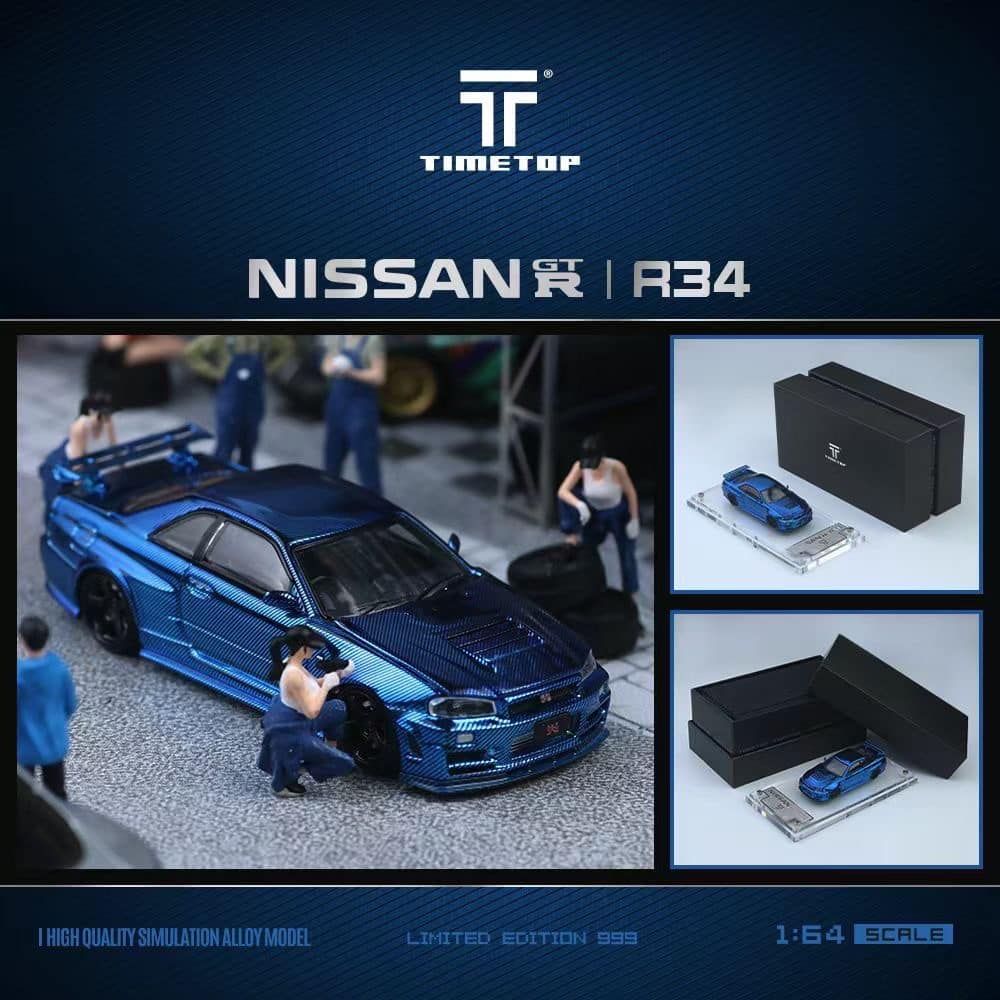Time Top 1/64  Nissan GTR R34 All Carbon 全車藍碳