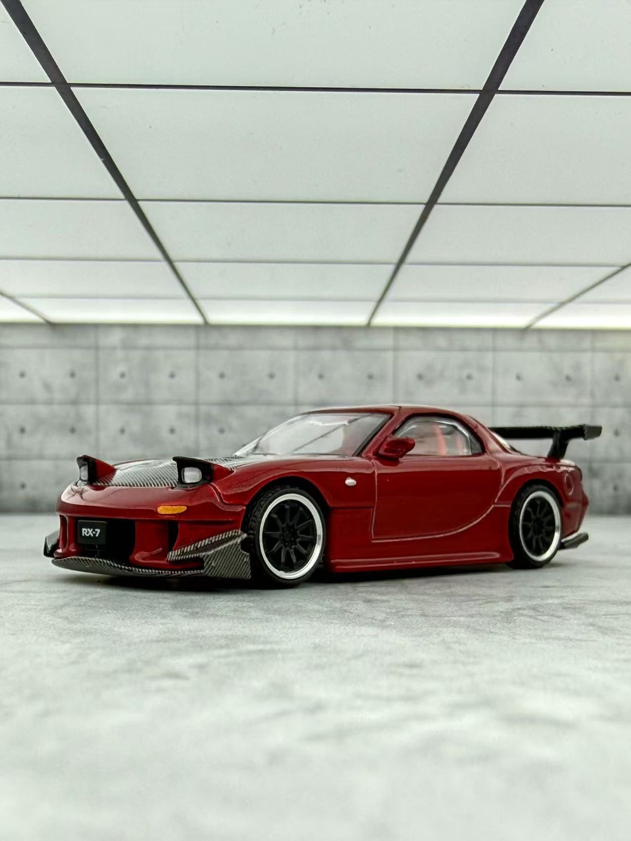 POP RACE × ENIGMA 1/64 海外聯名限定 吊卡版 馬自達 MAZDA RX-7 （FD3S） 金屬紅
