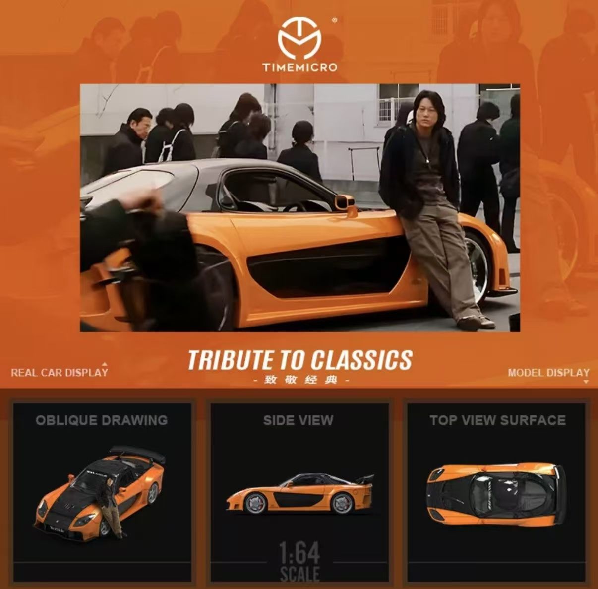 TimeMicro 1/64 RX-7 Veilside 玩命關頭 韓哥塗裝版 人偶