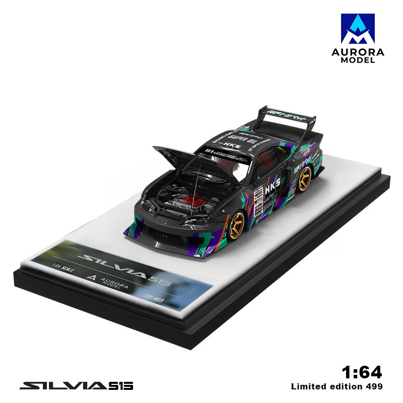 AURORA MODEL 1:64 日產 Nissan Silvia S15 HKS 模型車 小車 人偶 場景