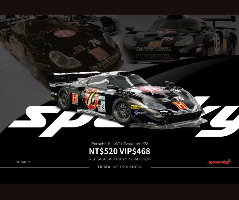 Sparky ＆ TINY 微影 1/64 Porsche 911 GT1 Evolution 合金模型車 保時捷