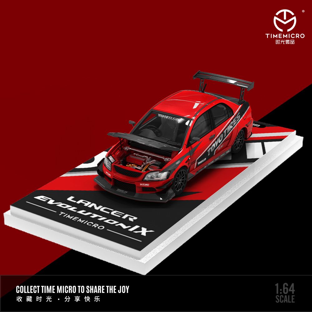 TimeMicro 1:64 三菱 Mitsubishi Lancer EVO 9代 紅魔塗裝 模型車 尾翼 擾流板
