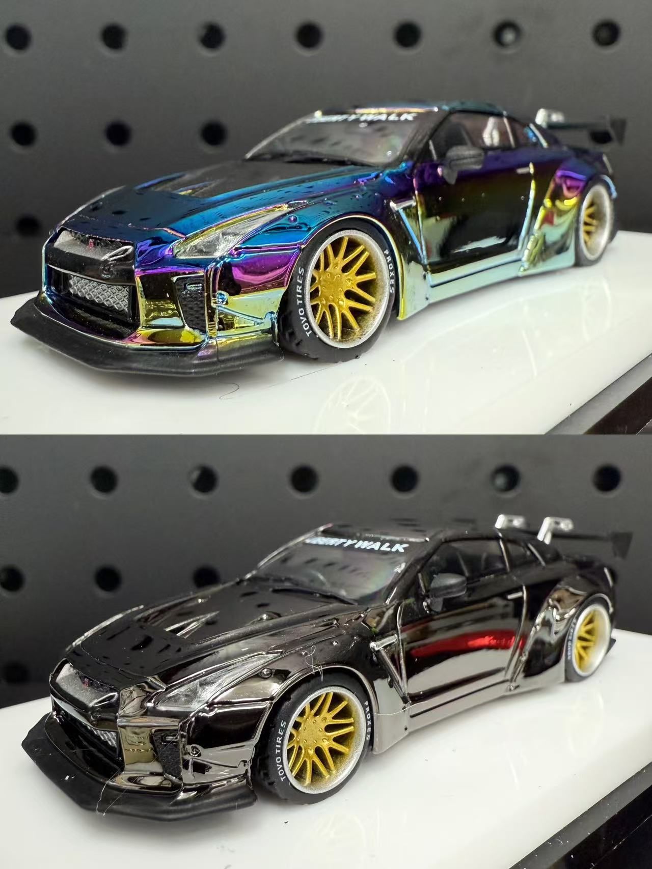 Model Collect 1/64 Nissan GTR R35 LBWK 電鍍 幻彩