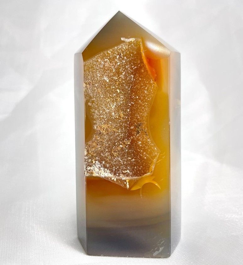 [644]焦糖黃金色瑪瑙能量柱 （ 65折 ）