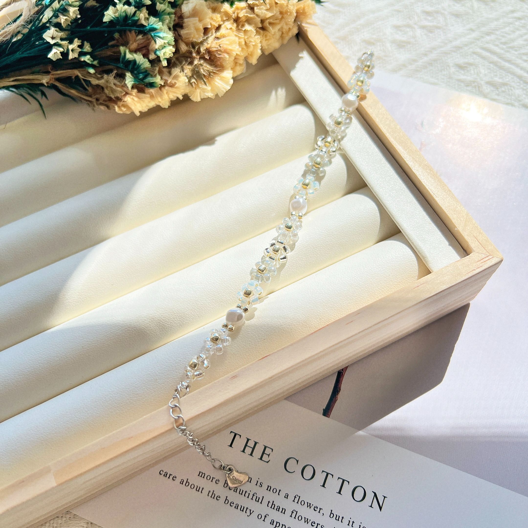 串珠手鍊 - 銀雪