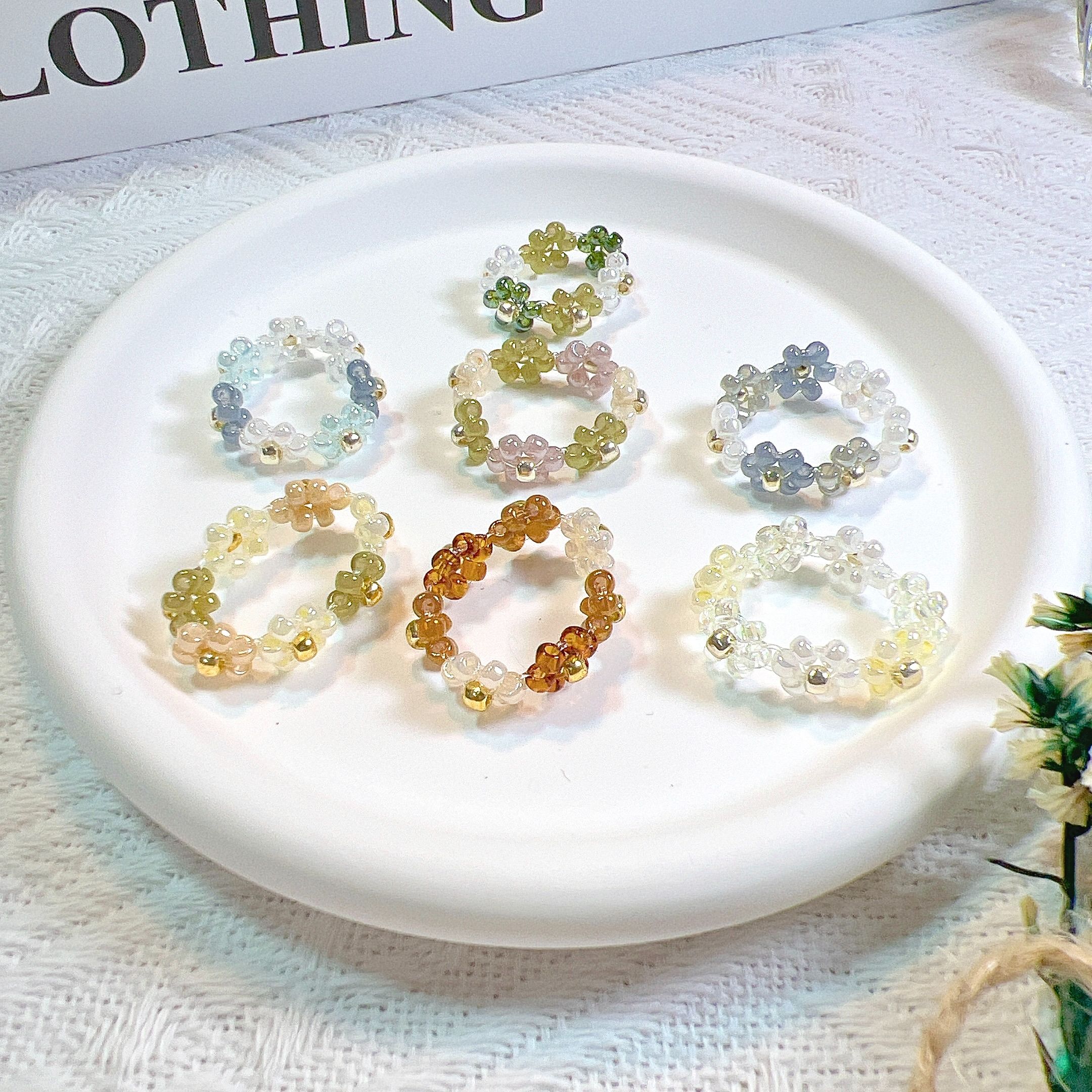 串珠戒指 - 小花戒之一