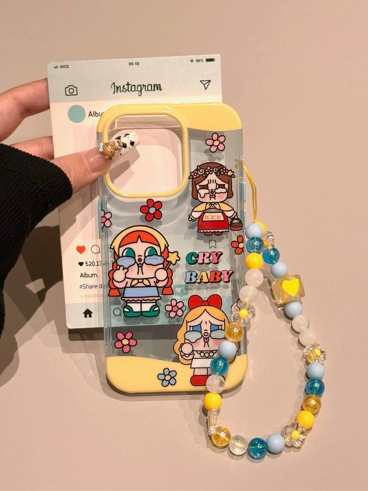 透藍色crybaby哭娃手機殼 🍿送鏈條