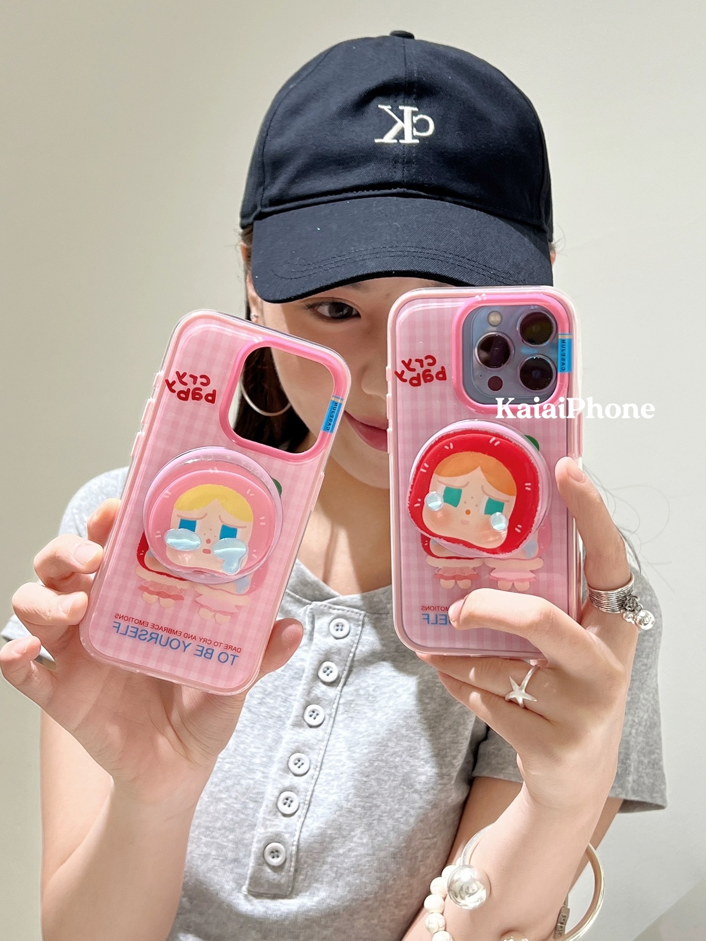 櫻桃哭娃手機殼+大頭支架