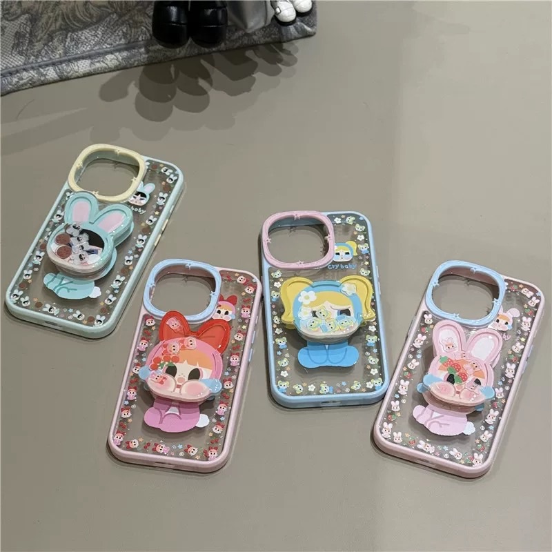 夏日可愛飛天小女警哭娃手機殼+支架