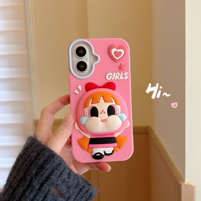 飛天小女警哭娃大頭花花手機殼+支架